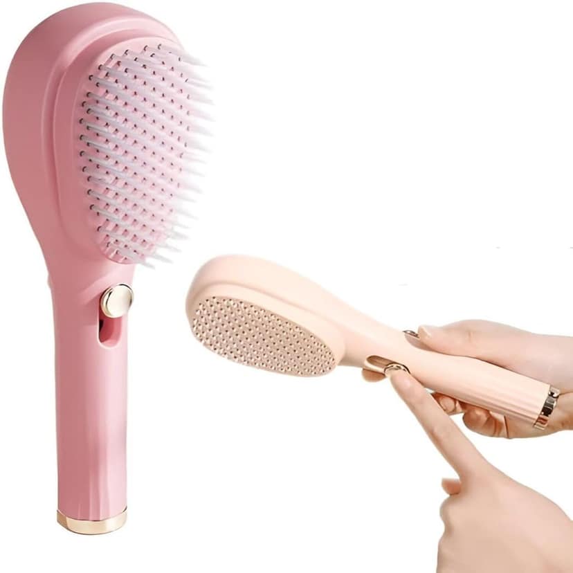 2-in-1 Self-Cleaning Hair Brush with Scalp Massager Anti-Static Detangling Massage Comb for Women, Men & Kids, Push-Button Hair Removal, Smooth Styling & Daily Hair Care Tool (multicolour)