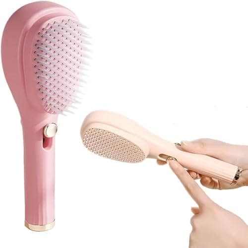 2-in-1 Self-Cleaning Hair Brush with Scalp Massager Anti-Static Detangling Massage Comb for Women, Men & Kids, Push-Button Hair Removal, Smooth Styling & Daily Hair Care Tool (multicolour) view 2