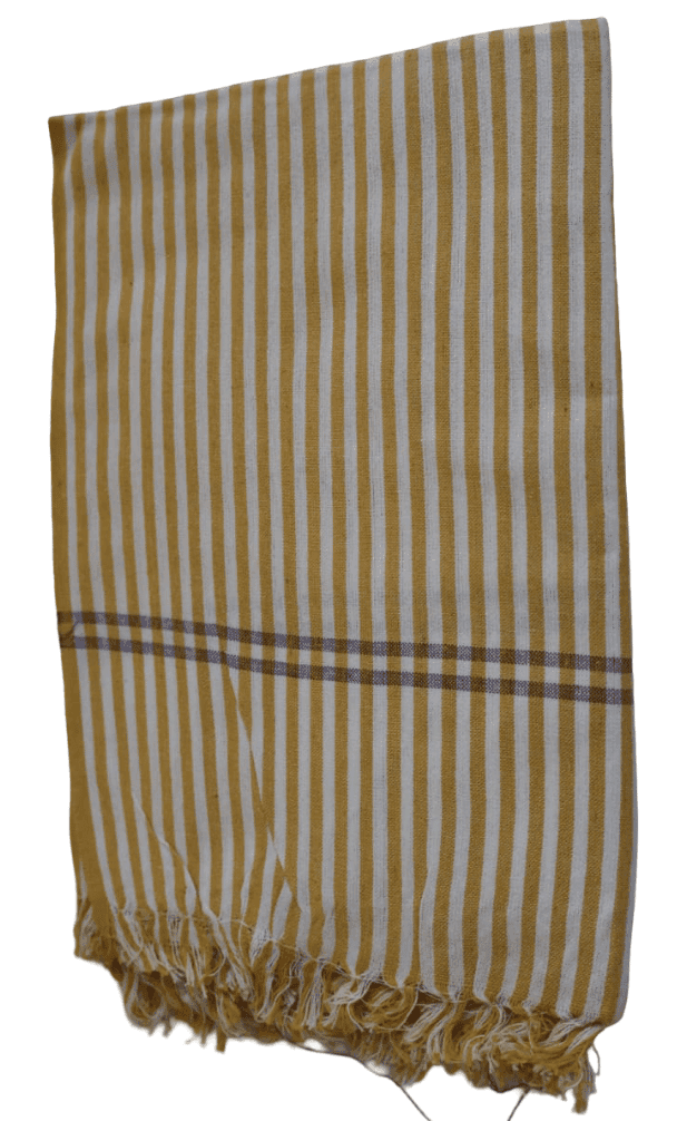 Striped Cotton Towel with Fringe Detailing view 2