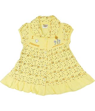 NammaBaby - Yellow Cotton Blend Baby Girl Frock ( Pack of 1 )