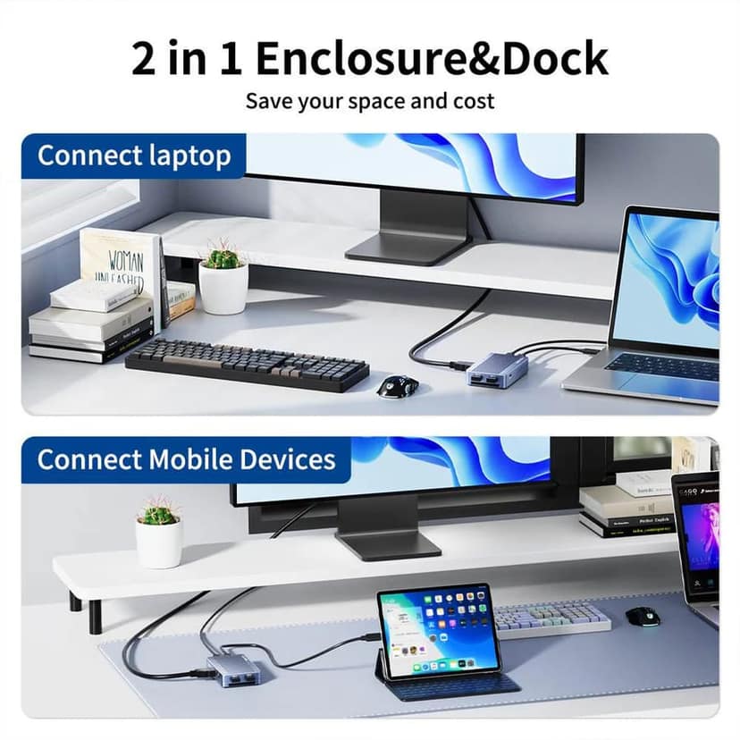 ACASIS Mac Mini Dock Dual Monitor with 40Gbps M.2 NVMe SSD Enclosure, 2*DP1.4, 2*USBA 3.1, 1 USBC 10Gbps, for Thunderbolt 4/USB4/3.2/3.1/3.0, M1/M2 view 9