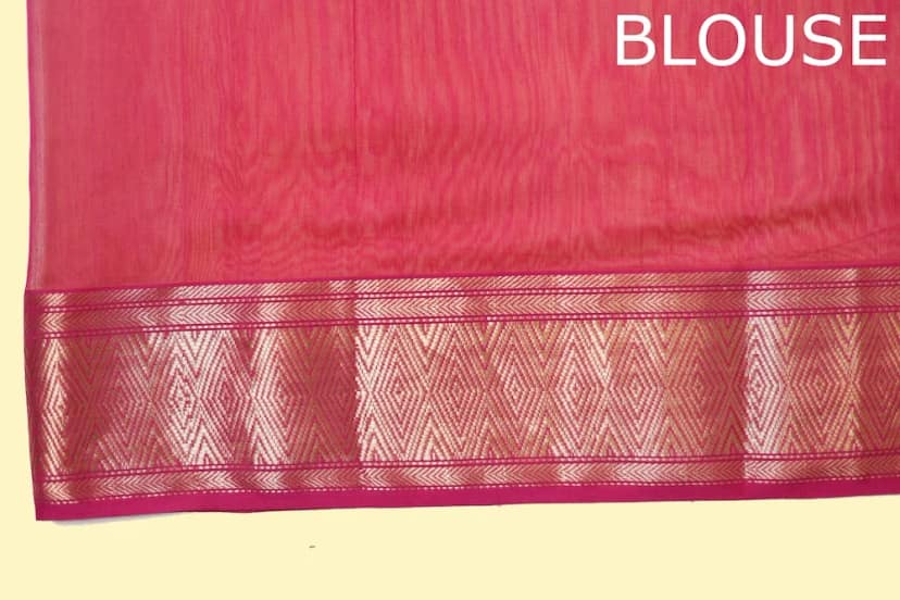 Classy Yellow Pink Choka Borcade handloom Saree with Tassels view 5