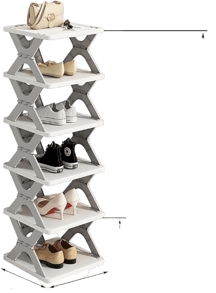6 Layer Folding Shoe Rack Stackable Shelf view 2