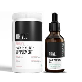 ThriveCo Hair Growth Serum For Scalp 50ml + Womens Hair Growth Supplement 60 Capsules | Advanced Patent Filed Clinically Proven Scalp Treatment for Hair Fall Control & Regrowth ThriveCo Hair Growth Serum For Scalp 50ml + Womens Hair Growth Supplement 60