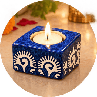 DHRUVINSRI Handmade Ceramic Diya & Tealight HolderI Reusable, Ecofriendly | Decorative Multi-Purpose Festive Home Decor-1 Pc