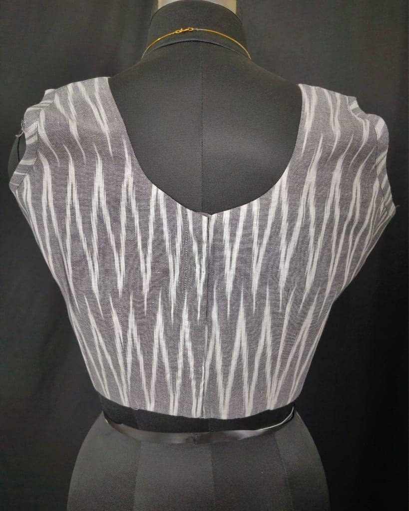 Pure Cotton Blouse Light Grey Color Ikkat Design (Size: 34-46)-3660 view 3