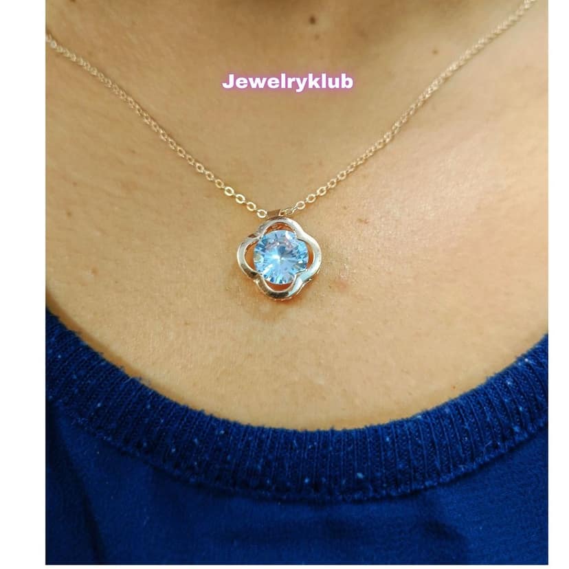 Jewelryklub AD Cubic Zirconia Pendant Necklace Chain For Women Girls Anti Tarnish Stainless Steel Rose Gold Design 2 view 3