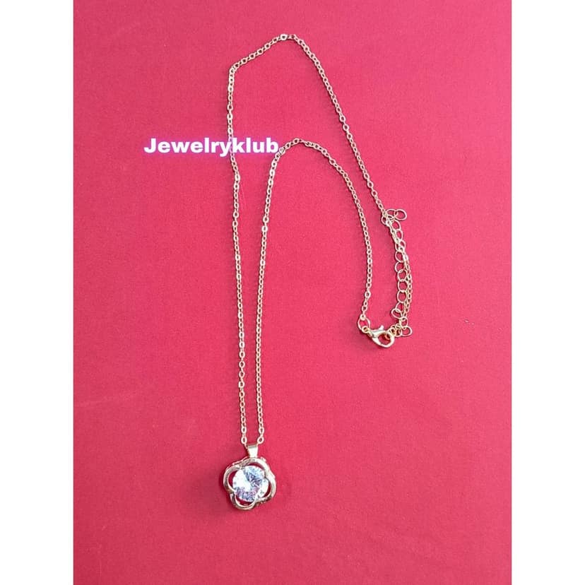 Jewelryklub AD Cubic Zirconia Pendant Necklace Chain For Women Girls Anti Tarnish Stainless Steel Rose Gold Design 2 view 4