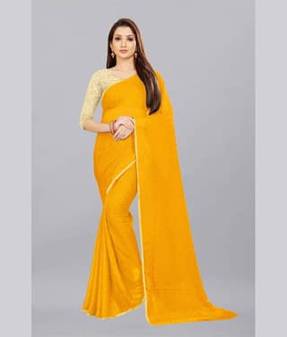 Rhey Chiffon Printed Saree With Unstitched Blouse Piece ( Green )