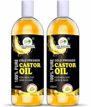 GULBADAN Cold-Pressed 100% Pure Castor Oil 100 mL Pack of 2