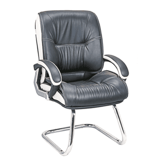 Welcome Visitor - Seat & Back In Leatherette, With Fixed Soft PU Rapped Metal Handle, Cantilever Base In SS (CS-V-01)