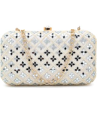 Anekaant White Silk Box Clutch