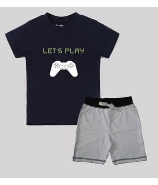 ETCHED DESIGN Pack of 1 Boys Cotton T-Shirt & Shorts Set ( Multicolor )
