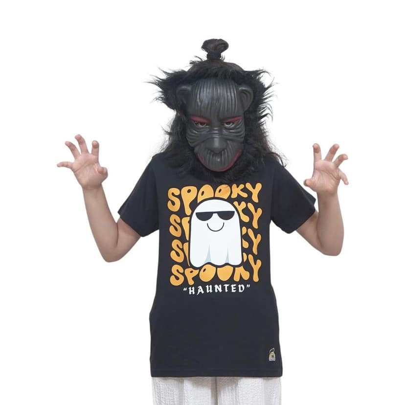 KUCHU Unisex Kids T-Shirt – Spooky Haunted Digital Print, Black, Cotton-Modal Blend, Softer & More Breathable Than 100% Cotton, Boys & Girls Casual Wear view 6