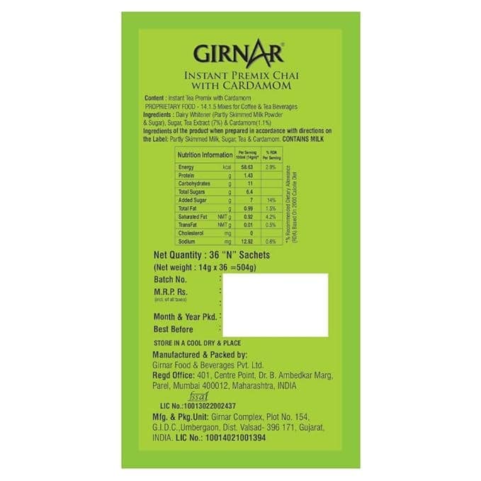 Girnar Instant Premix with Cardamom (36 Sachets) view 3