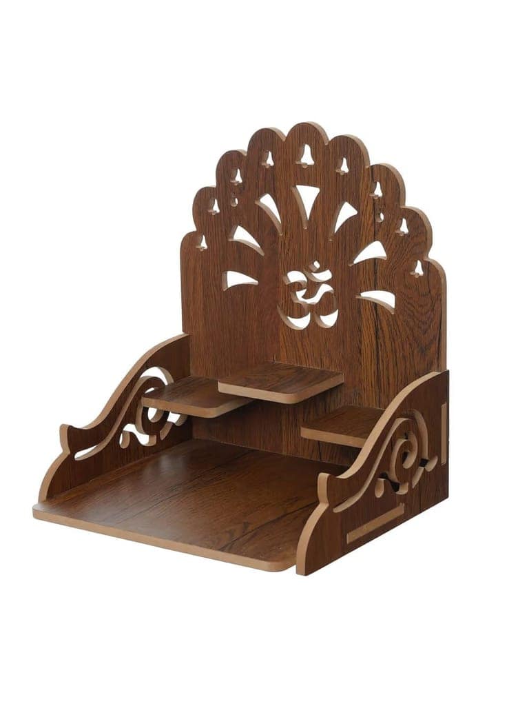 Mahaveer Art and Crafts - Wooden Temple Mandir for Home, with Om Symbol Carving,Wall Hanging Temple,Hindu Religious Om Temple,Home Decor Temple view 2