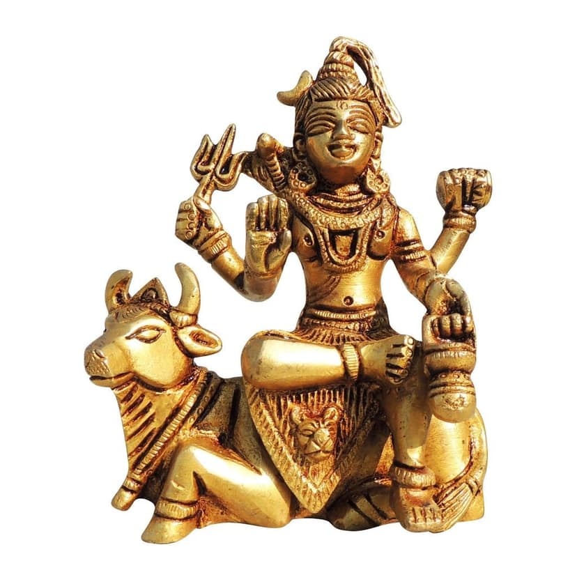Brass Shiv Ji On Nandi Idol - Divine Shiva Statue, Height : 4.5 Inch (BSMAS1670 D) view 2