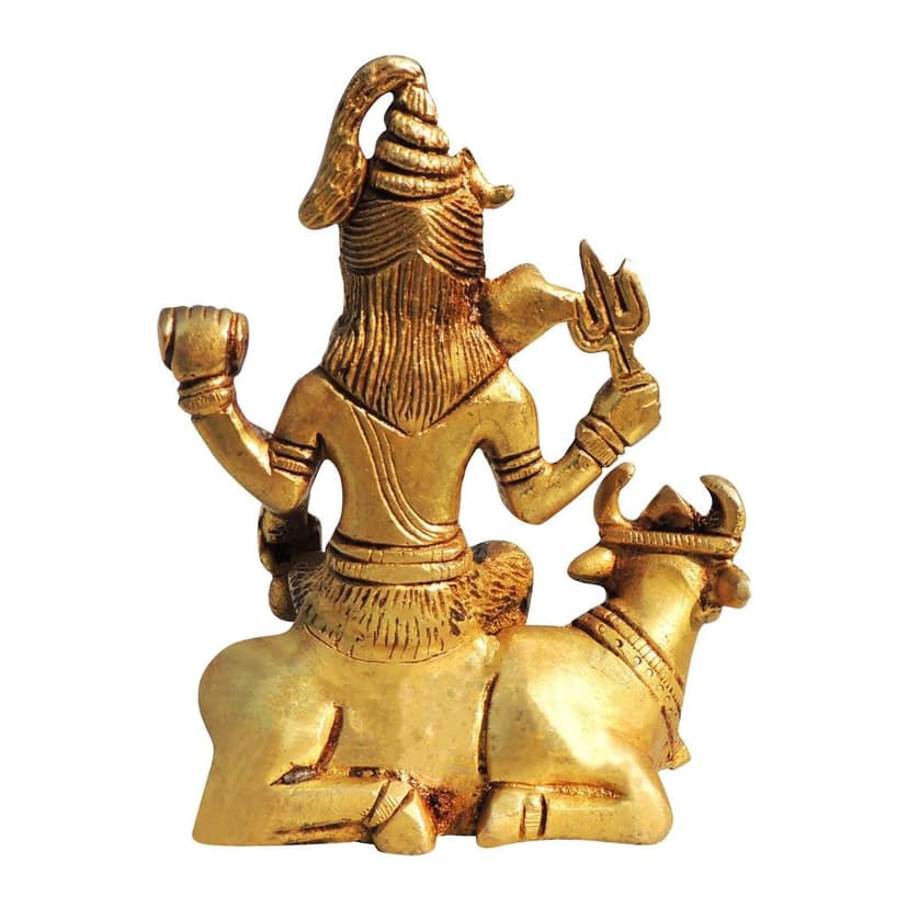 Brass Shiv Ji On Nandi Idol - Divine Shiva Statue, Height : 4.5 Inch (BSMAS1670 D) view 3
