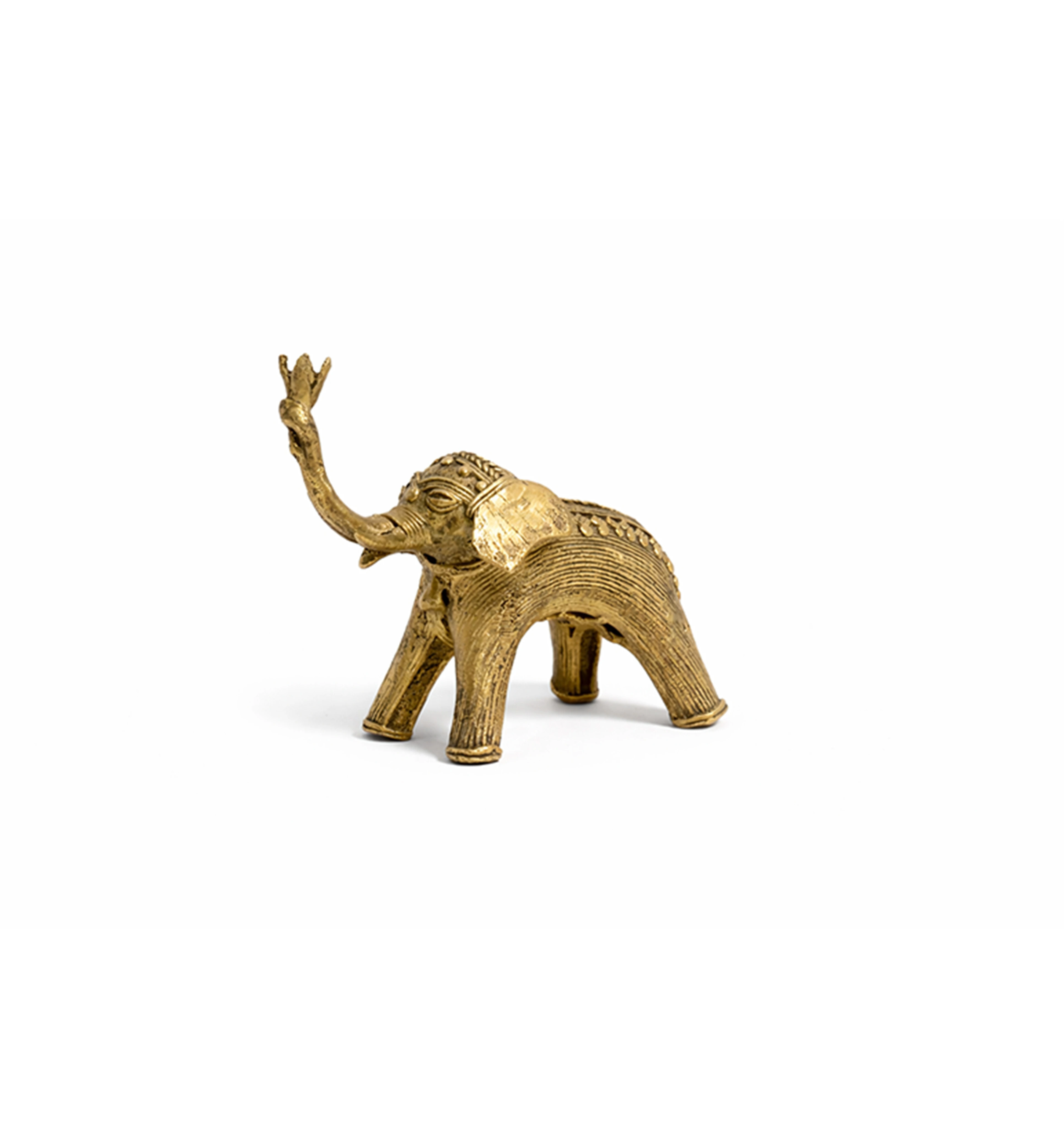 Handcrafted Brass Elephant with Lotus – Small | Tribal Bhareva Craft Showpiece view 2