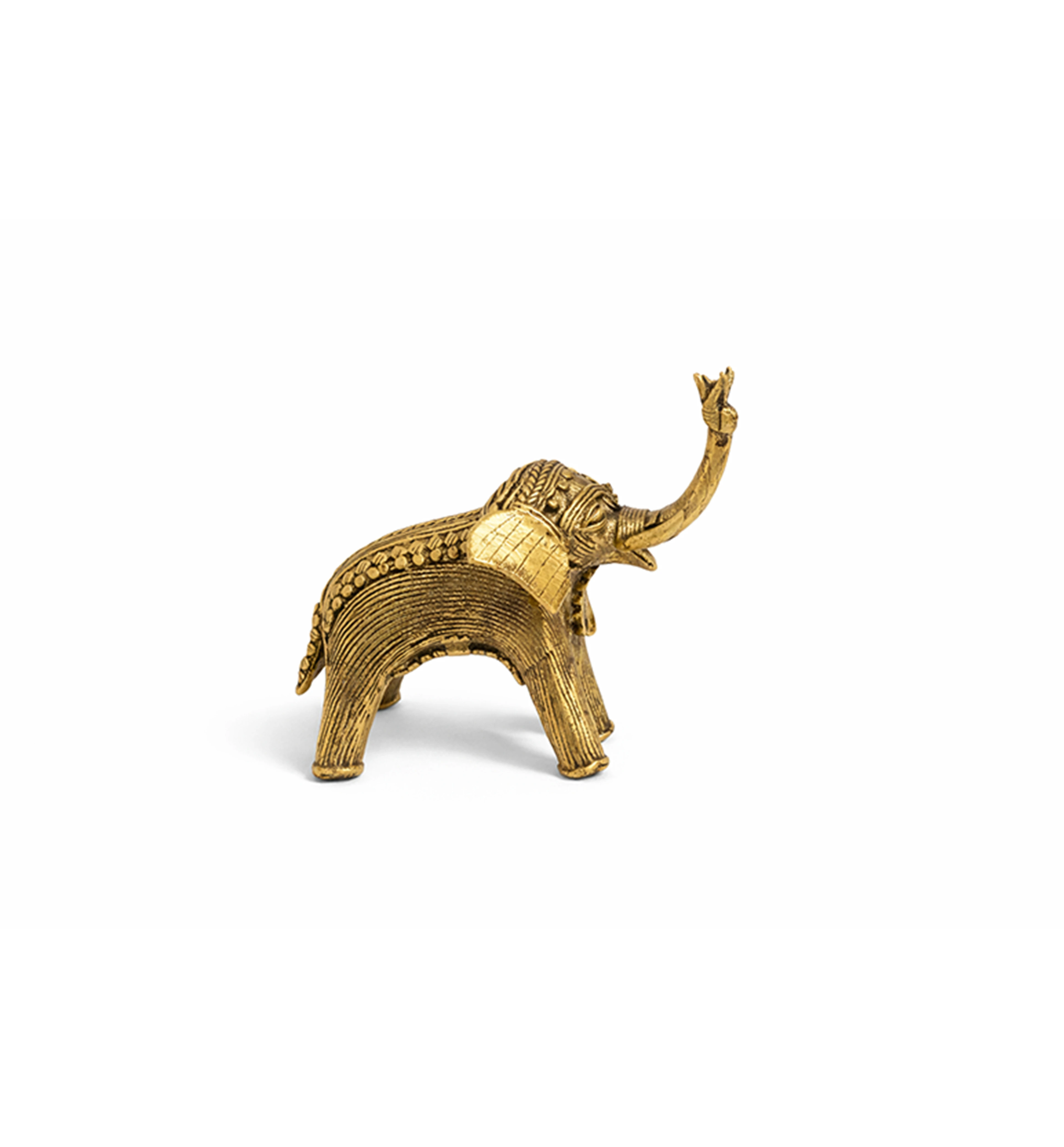 Handcrafted Brass Elephant with Lotus – Small | Tribal Bhareva Craft Showpiece view 3