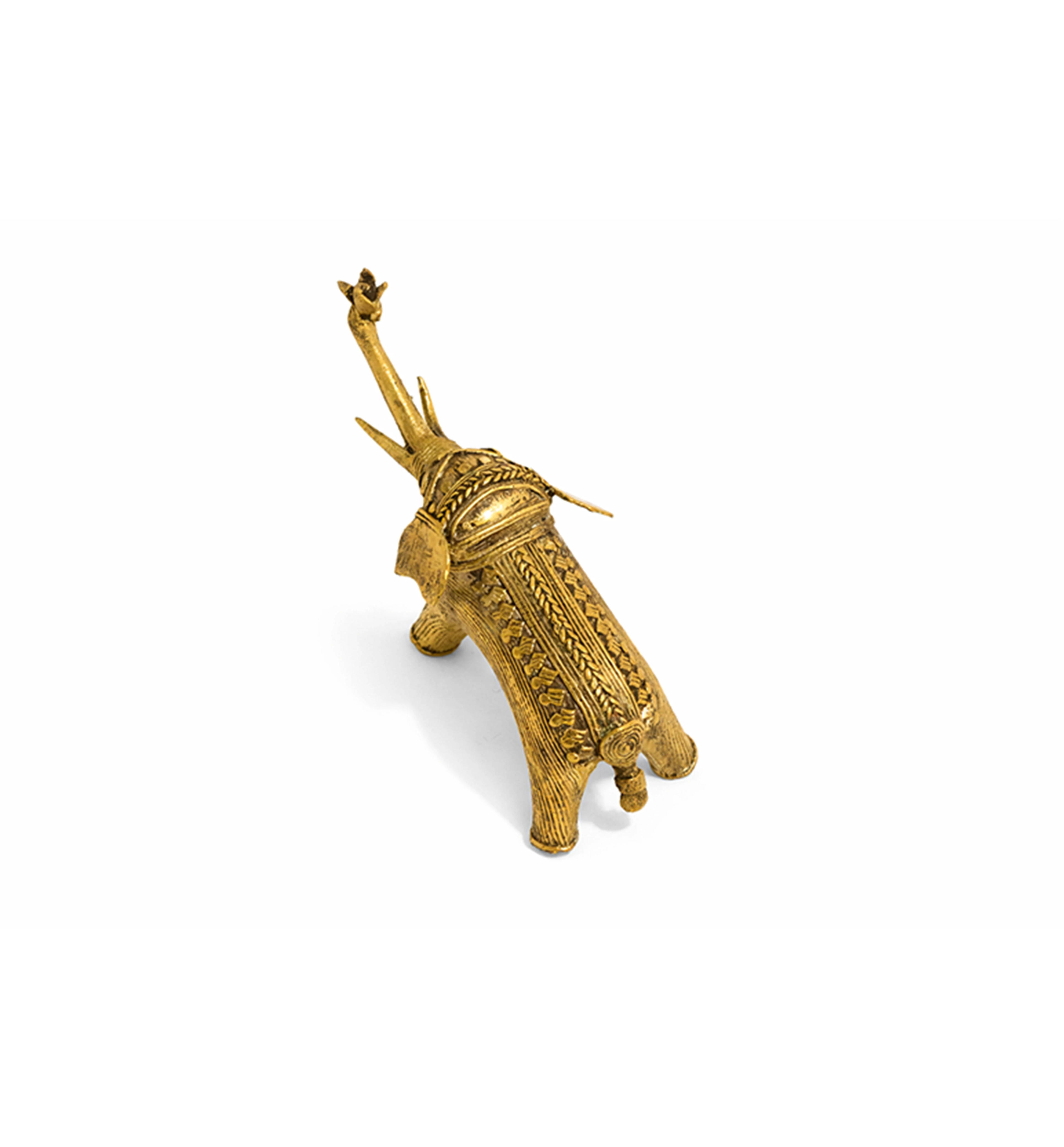 Handcrafted Brass Elephant with Lotus – Small | Tribal Bhareva Craft Showpiece view 6