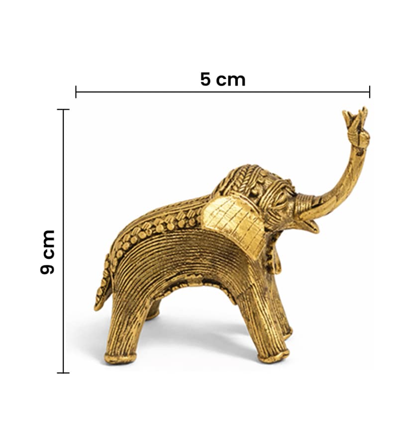 Handcrafted Brass Elephant with Lotus – Small | Tribal Bhareva Craft Showpiece view 7