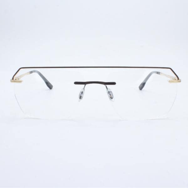 Lensoz Elite X Luxe Rimless Geometric - Narrow - Golden & Brown view 2