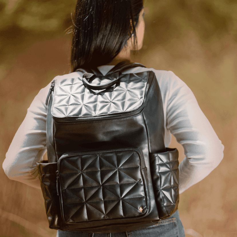 Elm Black Vegan Leather Backpack view 7