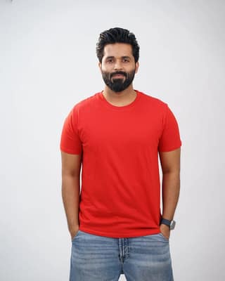 Red Round Neck Tees for Men