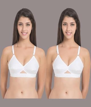 Zourt Pack of 2 Cotton Non Padded Women's Everyday Bra ( White )