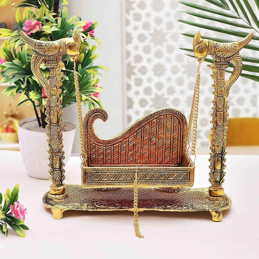 Aluminium Showpiece Peacock Jhula Statue (ASMAS426 C) view 2