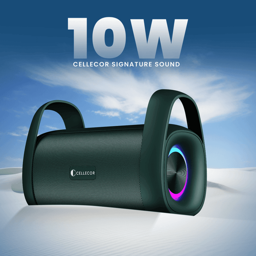 Cellecor CLB-90 STROM | 10 Hr Playtime | BT-v5.3 | 2600mAH | Water Resistant 10 W Bluetooth Speaker-green view 5