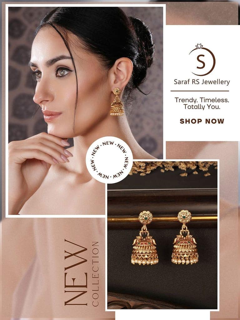 Gold Finish Green Kempo Studded Peacock Design Temple Jhumka Earrings view 5