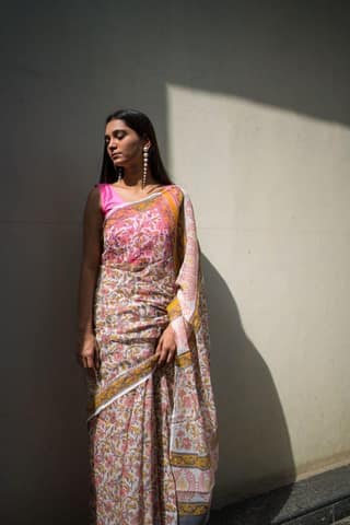 Kaisori Bagh Padma Kota blockprinted silk cotton saree