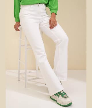 Tokyo Talkies Women's Bootcut Mid-Rise Jeans ( White )