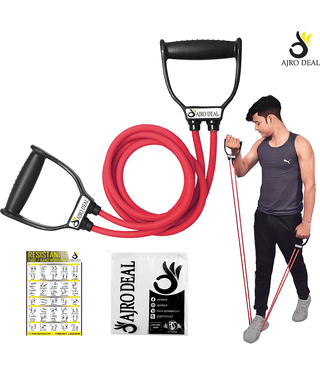 AJRO DEAL - Latex Double Toning Tube + Skipping Rope ( Pack of 2 )