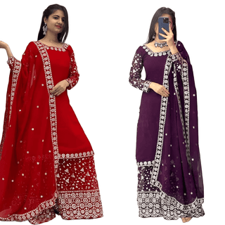 Red Purple Palazzo Suit Set Ready to wear indian salwar kameez Dupatta for women anarkali designer pakistani dresses Festival 3 piece