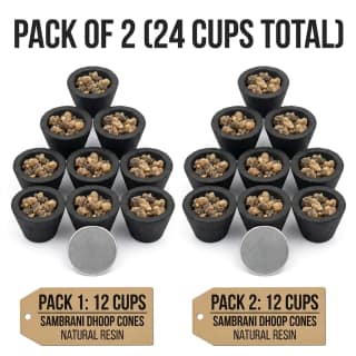 Delhi Deals Hub Sambrani Dhoop Cups for Pooja Sandalwood Fragrance Pack of 2 Total 24 Pieces