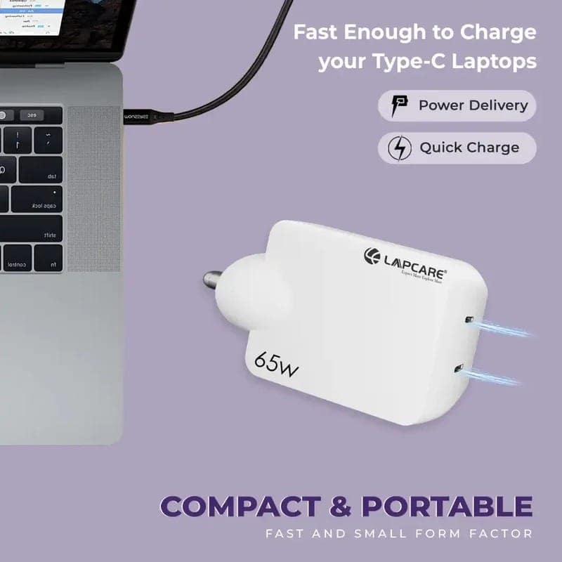 Lapcare Thumby 65 Gan Technology | Dual PD Ports | Charge 2 Devices | Smart protection | Travel Friendly view 2