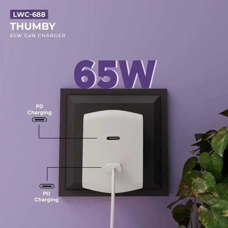 Lapcare Thumby 65 Gan Technology | Dual PD Ports | Charge 2 Devices | Smart protection | Travel Friendly view 3