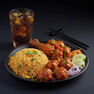 Chicken Fried Rice + Chicken Manchurian + Soft Drink 400ml