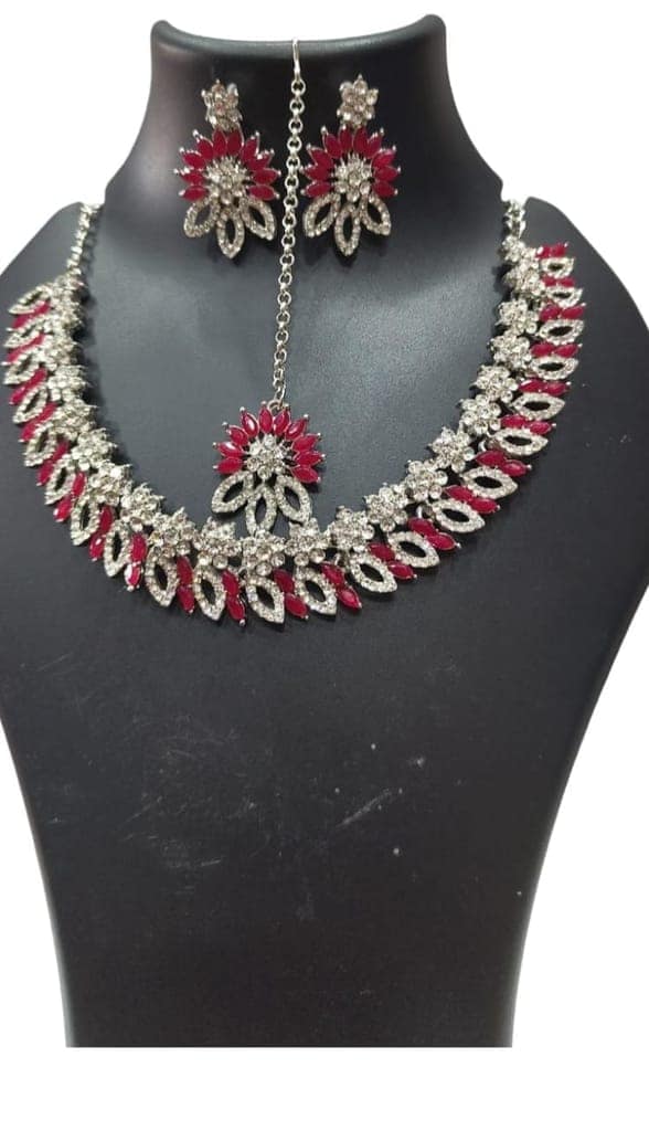 Buy Indian Bollywood CZ Bridal Necklace Jewelry Set Online in USA view 4