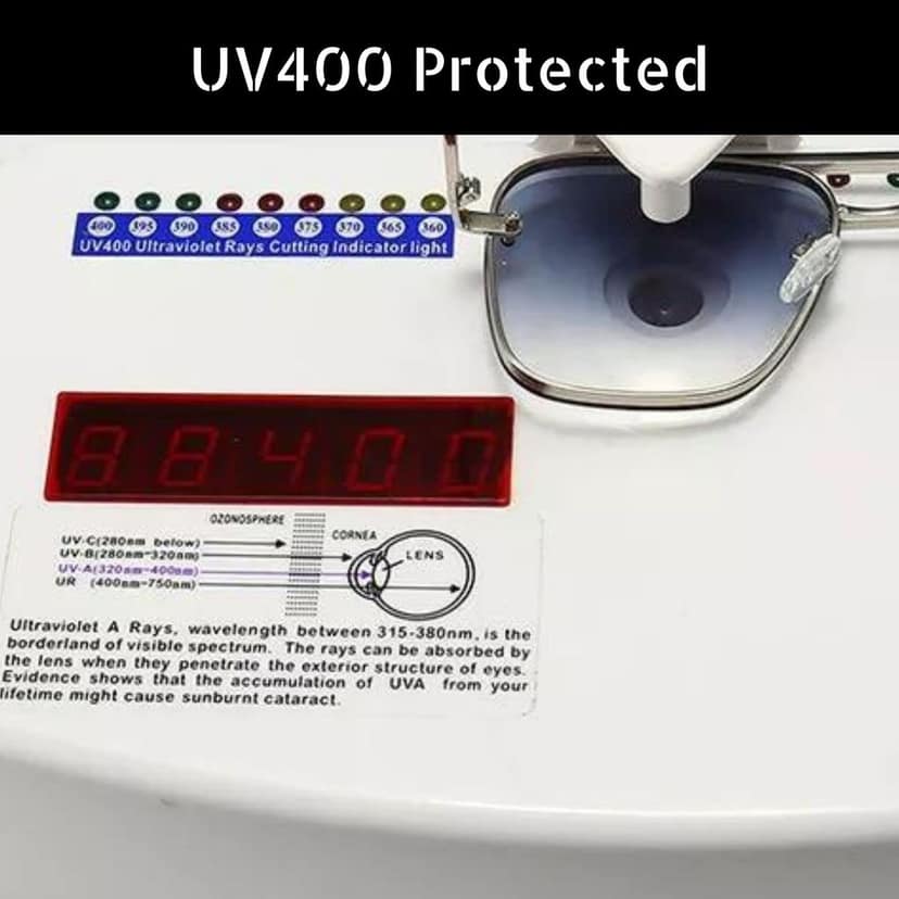 4Flaunt UV400 Protected Vintage Pilot Gradient Driving Metal Body Square Sunglasses For Men And Women (C1 - Silver Frame/Gradient Blue Lenses) view 5