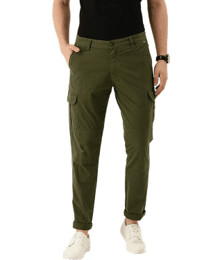 IVOC Men Navy Blue Slim Fit Solid Cargos