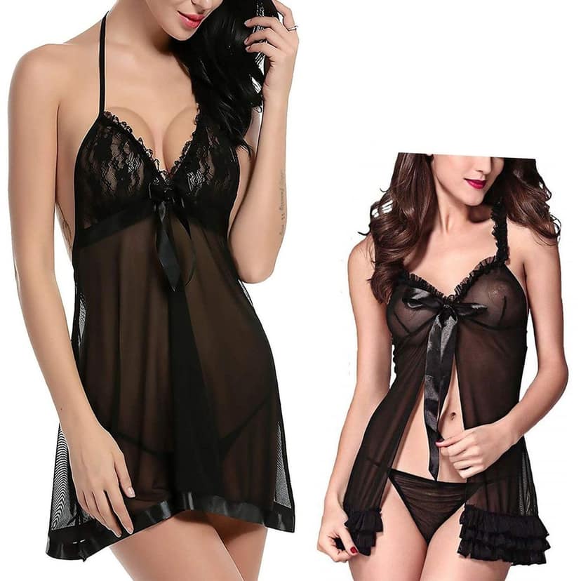 Babydoll Nightdress with panty Collar NightSuit women Girls Combo Pack of 2 view 7