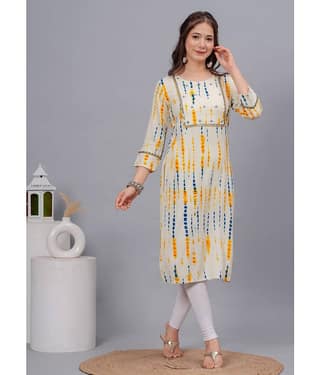 Kapadia Pack of 1 Rayon Dyed Straight Women's Kurti - ( Cream )
