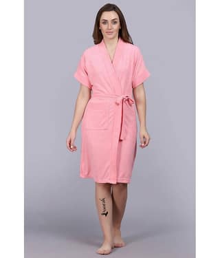 Poorak Pink Free Size Bathrobe ( Pack of 1 )