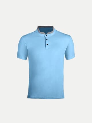 Men light blue Cotton Polo collared T-shirt