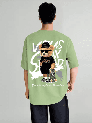 SCOTT FINCHER Men's Oversized Graphic Printed Vans Skate Shop T-Shirt - Green : AA(ARN)LGREEN_31