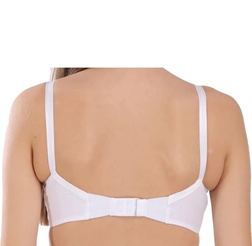 Cotton Bra for Teenager and Women, Non Padded, Non Wired, Full Coverage (32 B) Pack of 2 White view 3